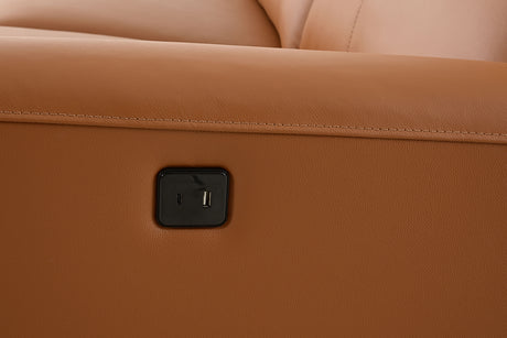 Themis Power Reclining Sectional with Chaise - Top Grain Leather with USB Ports, Contemporary – Black & Brown, view 15