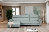 Themis Power Reclining Sectional with Chaise - Top Grain Leather with USB Ports, Contemporary – Black & Brown, view 19