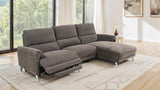 Brande Contemporary Power Reclining Sectional with Chaise & USB Ports - Chenille in Brown, Gray or Light Gray – Brown & Gray, view 8