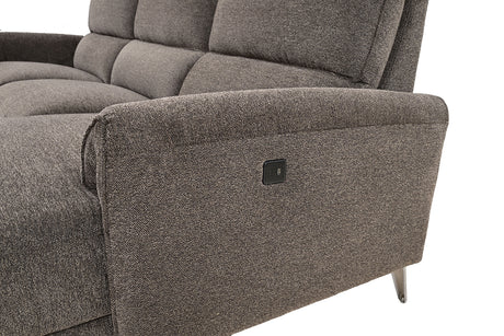 Brande Contemporary Power Reclining Sectional with Chaise & USB Ports - Chenille in Brown, Gray or Light Gray – Brown & Gray, view 9
