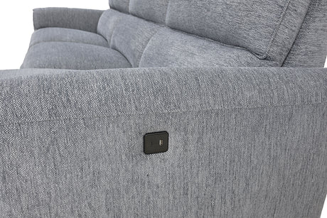 Brande Contemporary Power Reclining Sectional with Chaise & USB Ports - Chenille in Brown, Gray or Light Gray – Brown & Gray, view 15