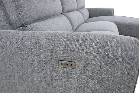 Brande Contemporary Power Reclining Sectional with Chaise & USB Ports - Chenille in Brown, Gray or Light Gray – Brown & Gray, view 17