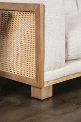 Arendal Contemporary Corner Sectional with Rattan Details & Ash Wood Trim - Beige – Beige & Natural, view 3