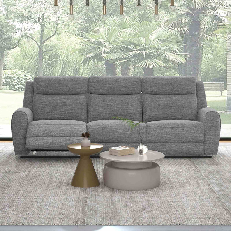 Antonius Contemporary Reclining Sofa, Loveseat, Recliner & Sectional - Contour Arms in Gray Fabric