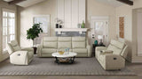 Jacobus Top Grain Leather Reclining Living Room Collection - Sofa, Loveseat, Recliner & Sectional – Beige & Gray, view 9