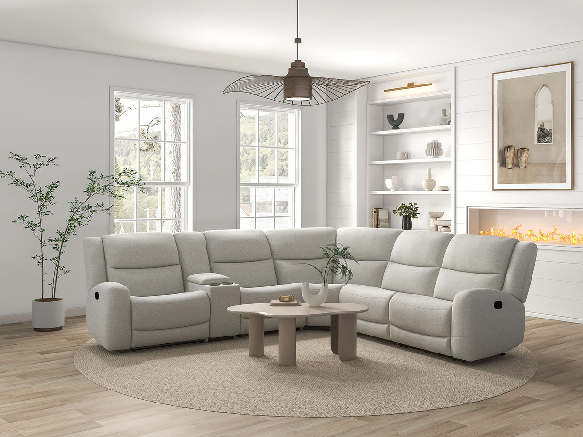 Giraldus Transitional Reclining Sofa, Loveseat, Recliner & Sectional - Contour Arms in Beige Fabric – Beige, view 9