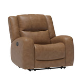 Leolinus Top Grain Leather Reclining Sectional, Sofa, Loveseat & Recliner - Contour Arms in Brown – Brown, view 6
