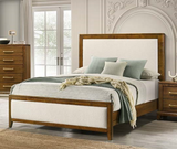 Charlotte Rustic Wood Bedroom Set with Elegant Gold Accents and Handles