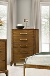 Charlotte Rustic Wood Bedroom Set with Elegant Gold Accents and Handles