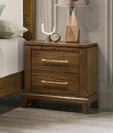 Charlotte Rustic Wood Bedroom Set with Elegant Gold Accents and Handles