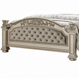Luxurious Traditional Silver Ornate 5-Piece King Platinum Bedroom Furniture Set