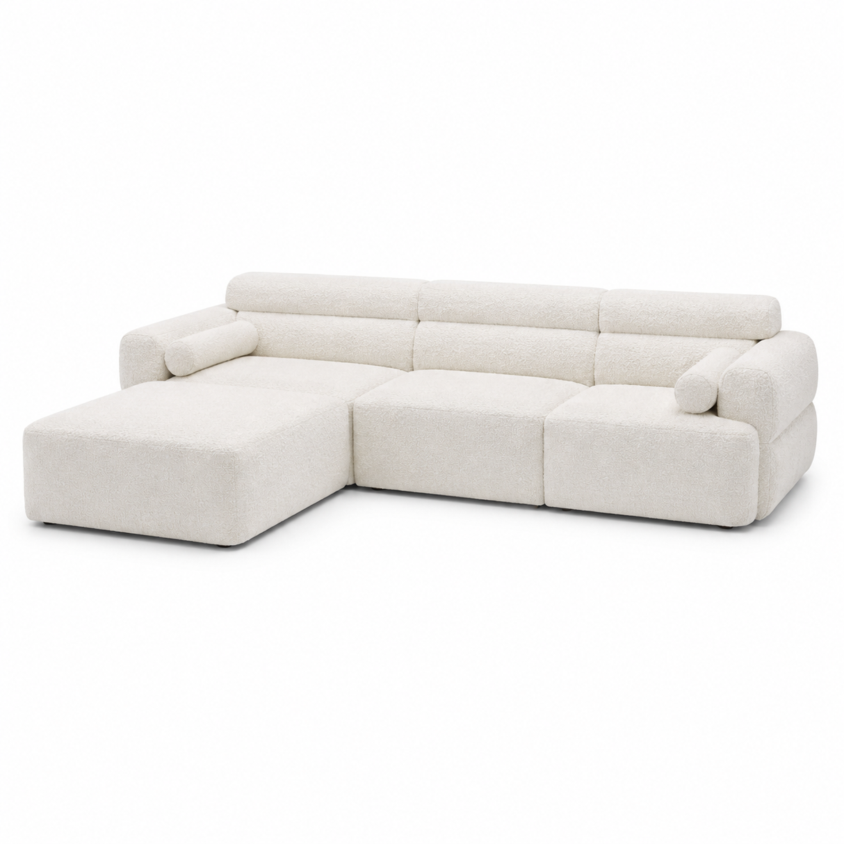 Glam Modern Sectional Sofa with Storage Chaise & Ottoman – Contemporary Cream or Gray Couch