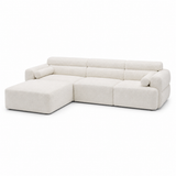 Glam Modern Sectional Sofa with Storage Chaise & Ottoman – Contemporary Cream or Gray Couch