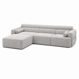 Glam Modern Sectional Sofa with Storage Chaise & Ottoman – Contemporary Cream or Gray Couch