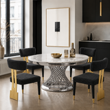 Carter 5-Piece White Marble Dining Table Set – view 4