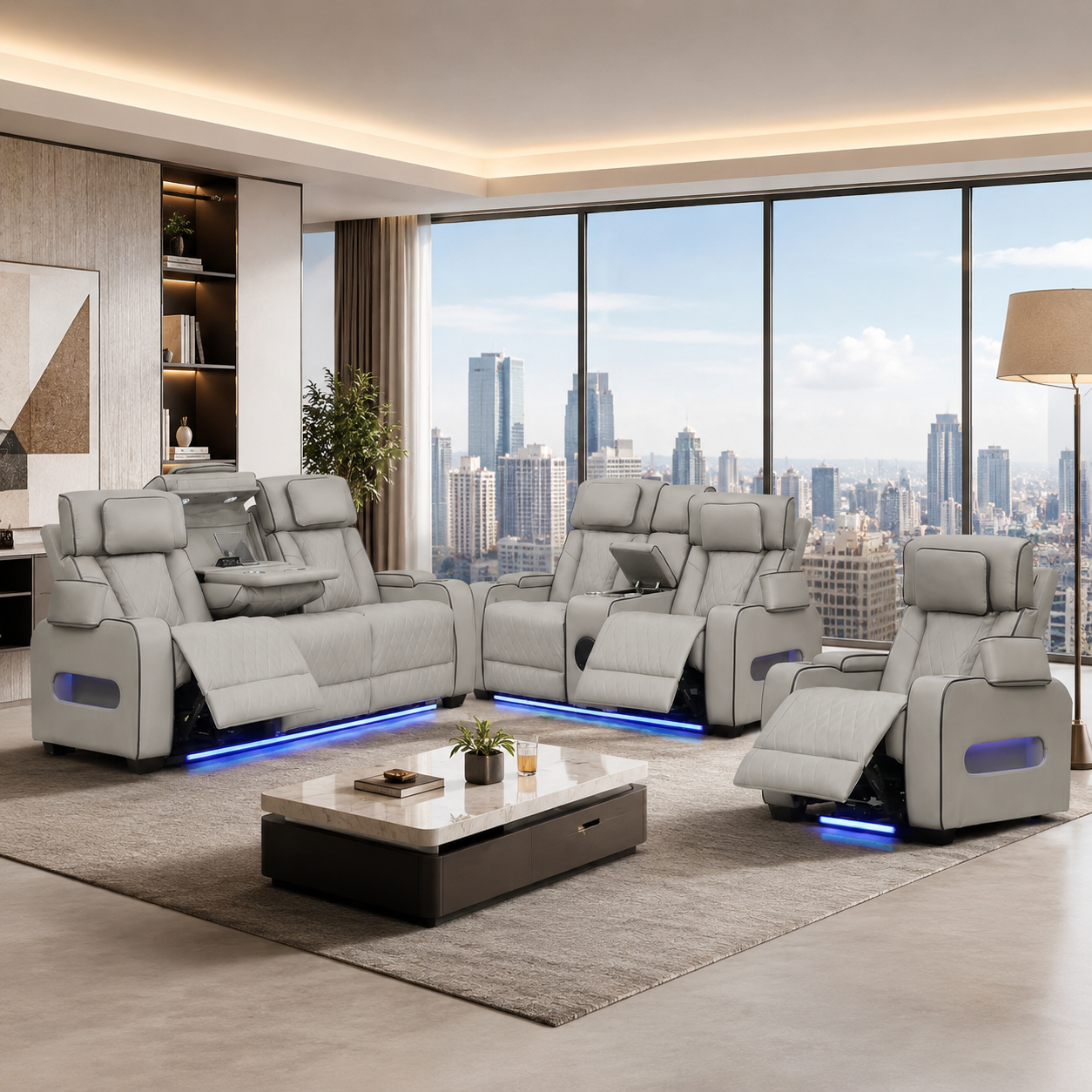 JACE-2 Power Motion Living Room Set with Massage, Heat & LED Lighting