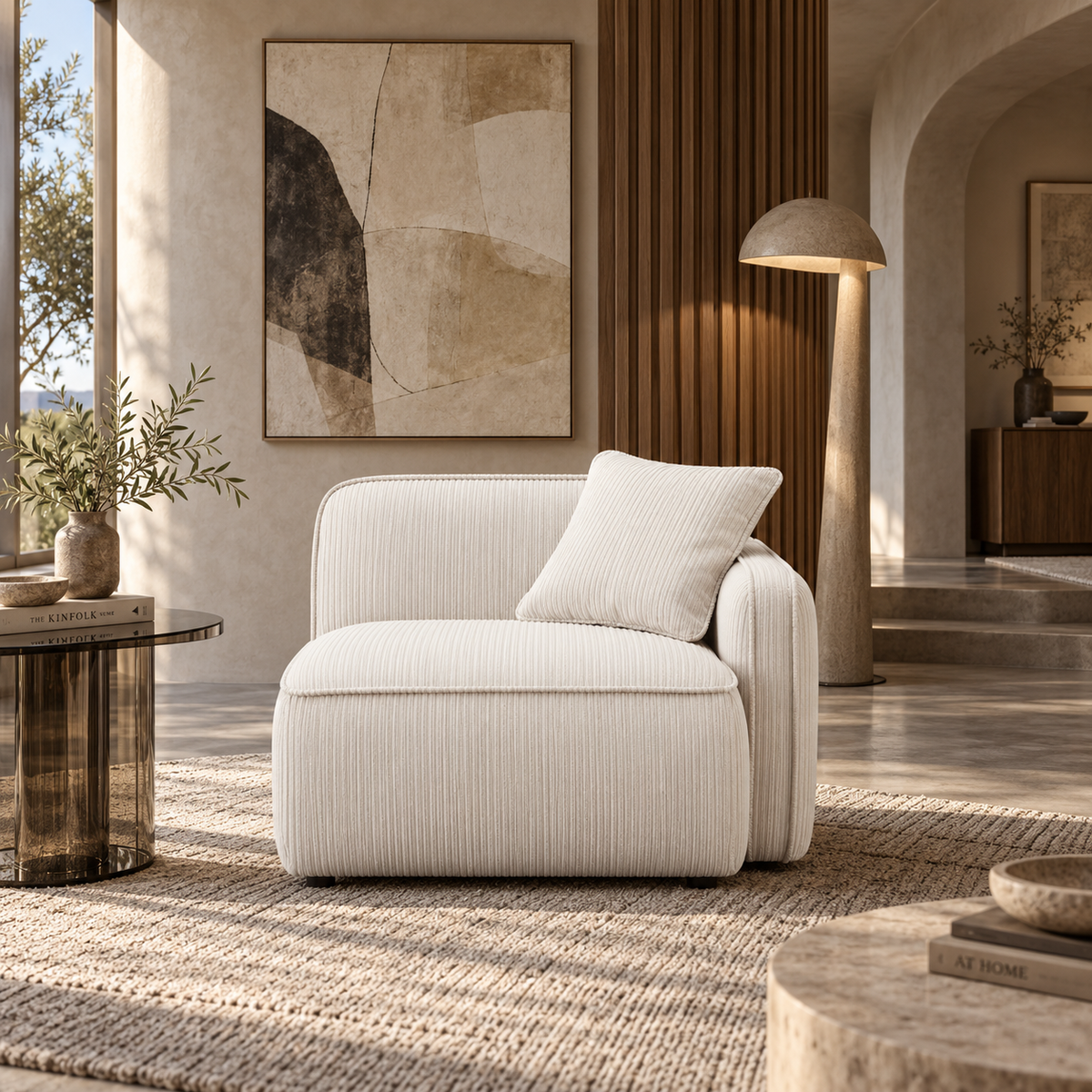 Travie Performance Corduroy Velvet RAF Corner Chair