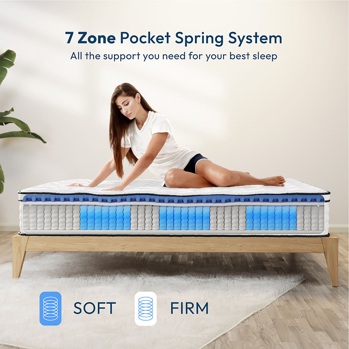 Salvia 12" Euro Top Memory Foam Mattress - Medium Firm, Roll-in-a-Box – White, view 5
