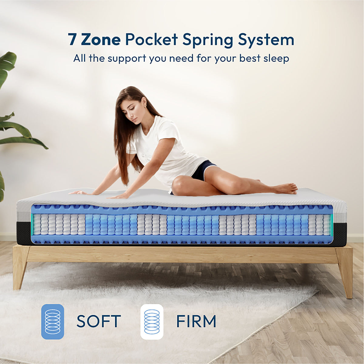 Verbena 12" Medium Firm Hybrid Mattress in a Box - Memory Foam & High Density Foam, CertiPUR-US – White, view 5