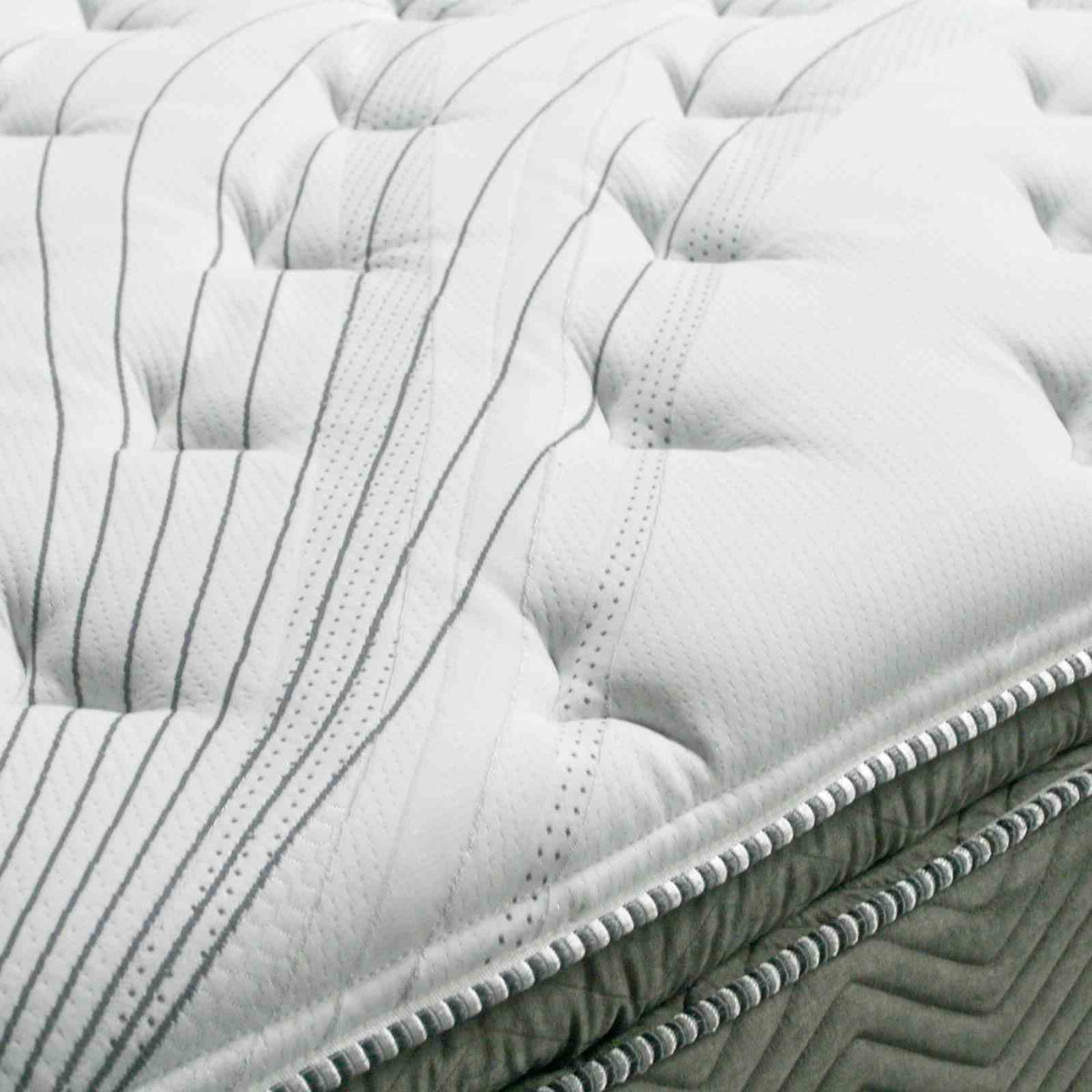 Stormin 13" Euro Pillow Top Hybrid Mattress - Individually Wrapped Pocket Coils with Foam Edge Support – White & Gray, view 2