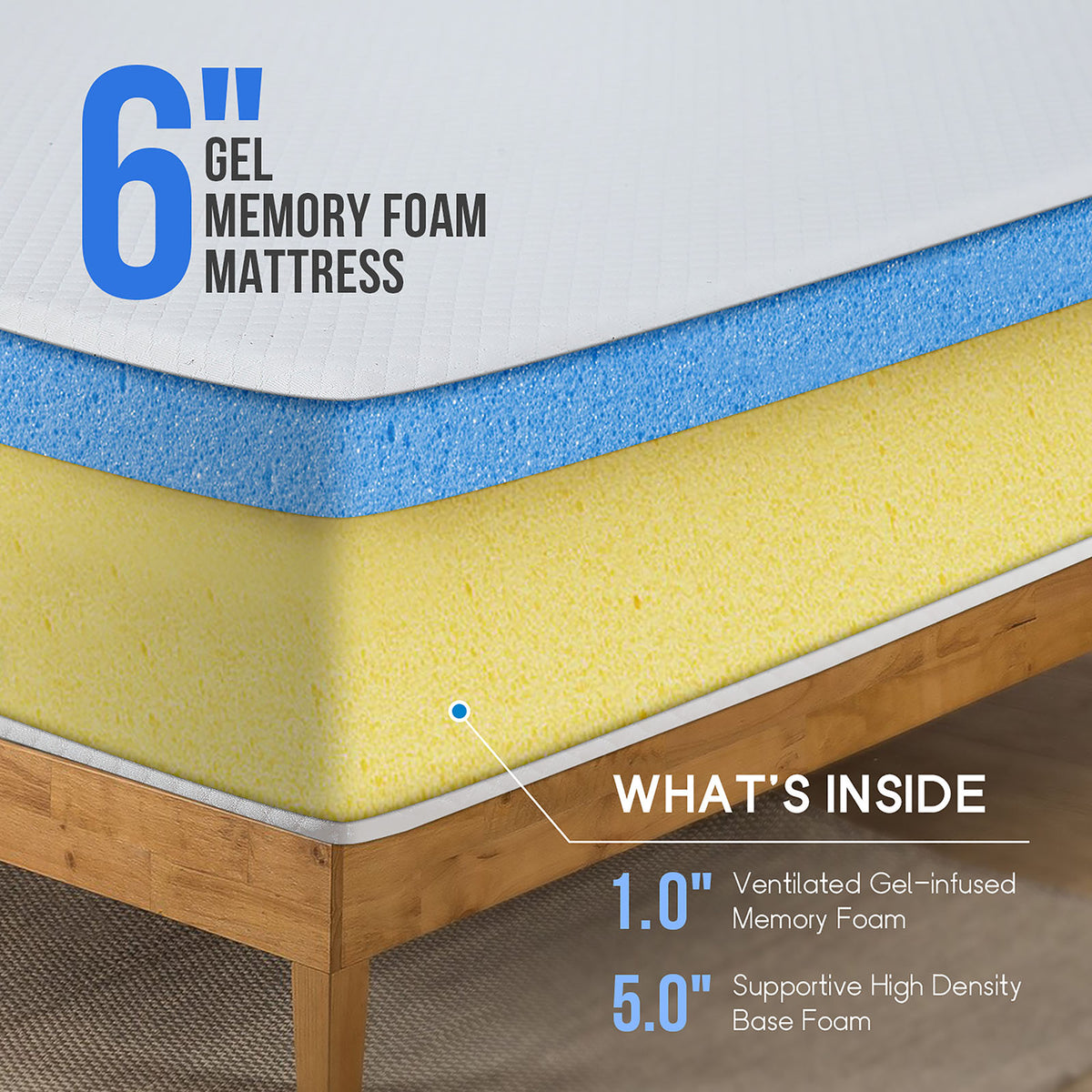 Artemisia Plush Memory Foam Mattress in a Box - 6", 8", 10" or 12", CertiPUR-US Certified – White, view 15