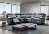 Side profile of leather sectional showing reclining mechanism