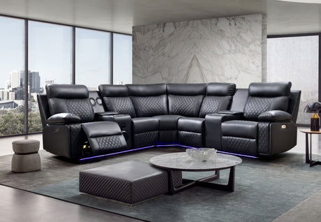 Dona leather power reclining sectional with speakers and LED lights