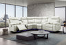 Detail view of integrated Bluetooth speakers on sectional console
