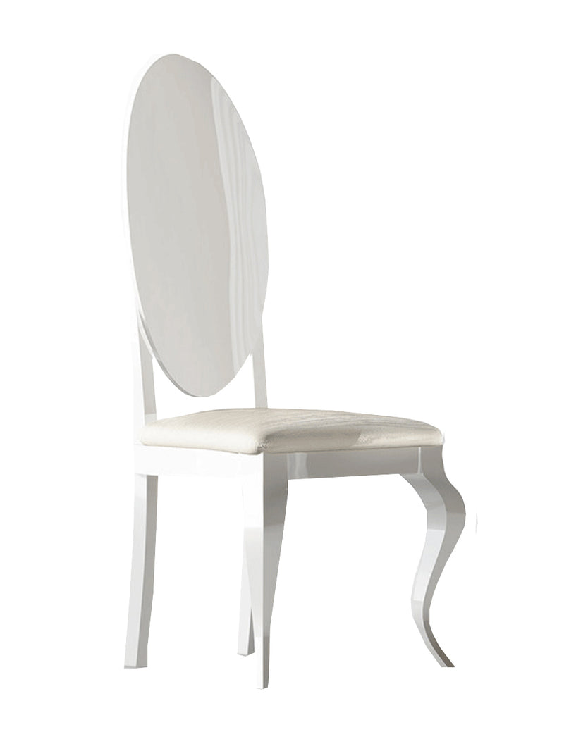 Carmen Classic Dining Side Chair by Franco - White Eco-Leather with High Gloss White Frame | Made in Spain