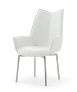 9113 Extendable White Ceramic Top Dining Table & 1218 Swivel Chair Sets