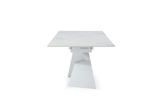 9113 Extendable White Ceramic Top Dining Table & 1218 Swivel Chair Sets