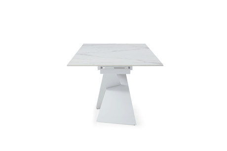 9113 Extendable White Ceramic Top Dining Table & 1218 Swivel Chair Sets