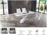 9113 Extendable White Ceramic Top Dining Table & 1218 Swivel Chair Sets