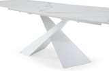 9113 Extendable White Ceramic Top Dining Table & 1218 Swivel Chair Sets