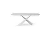 9113 Extendable White Ceramic Top Dining Table & 1218 Swivel Chair Sets