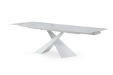 9113 Extendable White Ceramic Top Dining Table & 1218 Swivel Chair Sets