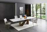 9087 Extendable Ceramic Top Dining Table & Swivel Chair Sets