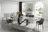 9087 Extendable Ceramic Top Dining Table & Swivel Chair Sets