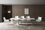 9087 Extendable Ceramic Top Dining Table & Swivel Chair Sets