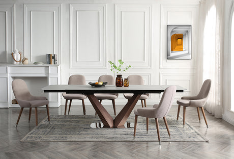 9188 Extendable Ceramic Top Dining Table & Swivel Chair Sets