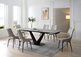 9189 Extendable Ceramic Top Dining Table & Chair Sets