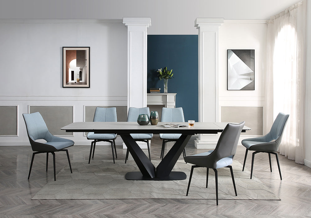 9189 Extendable Ceramic Top Dining Table & Chair Sets