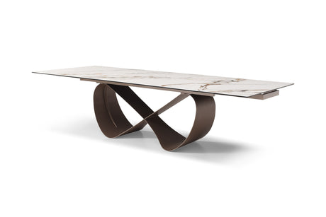 9305 Extendable Marble-Look Ceramic Dining Table & 1442 Chair Set