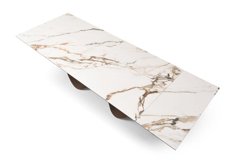9305 Extendable Marble-Look Ceramic Dining Table & 1442 Chair Set
