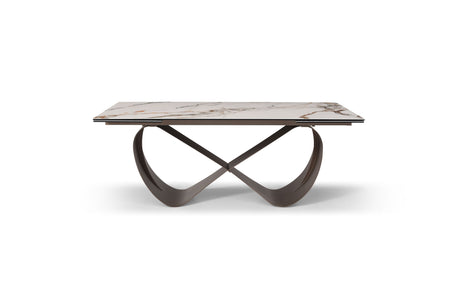 9305 Extendable Marble-Look Ceramic Dining Table & 1442 Chair Set