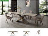 9368 Extendable Ceramic & Glass Top Dining Table & Chair Sets