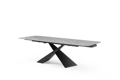 9422 Extendable Grey Ceramic Dining Table & 1218 Swivel Chairs