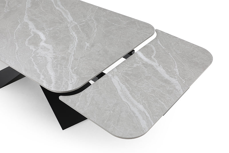 9422 Extendable Grey Ceramic Dining Table & 1218 Swivel Chairs