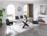 9422 Extendable Grey Ceramic Dining Table & 1218 Swivel Chairs