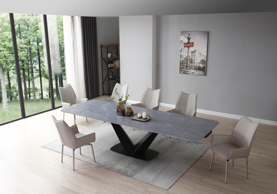 9436 Extendable Ceramic Dining Table & Chair Sets